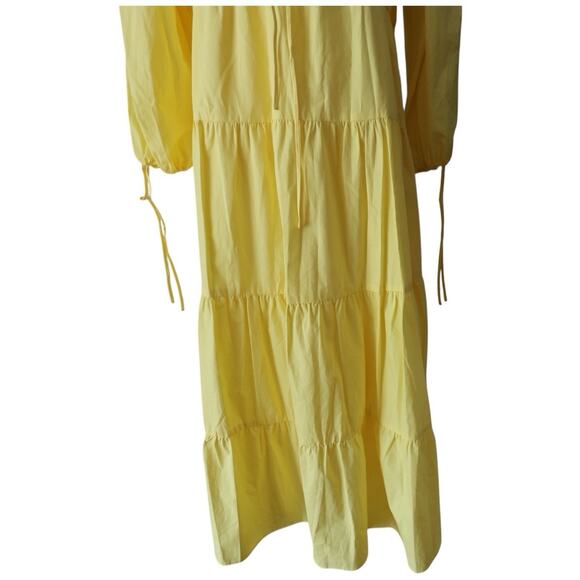 Tuckernuck Hyacinth House Mila V Neck Cotton Tiered Midi Dress in Yellow Size XS - Picture 3 of 14